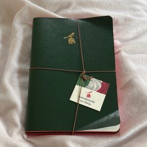 Handmade in Italy Bieffe package of three Green Leather Journal with Gold Accent